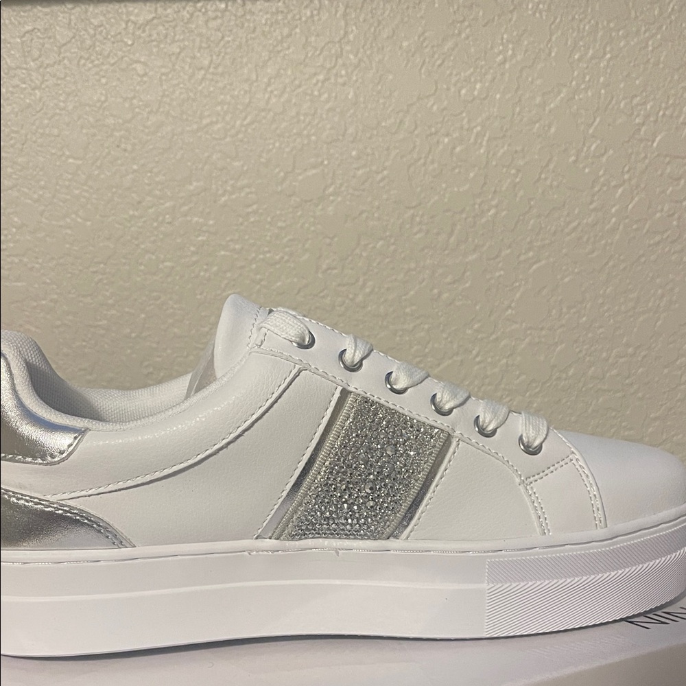 Nine West Women's Sneakers in White and Silver - Picture 4 of 6